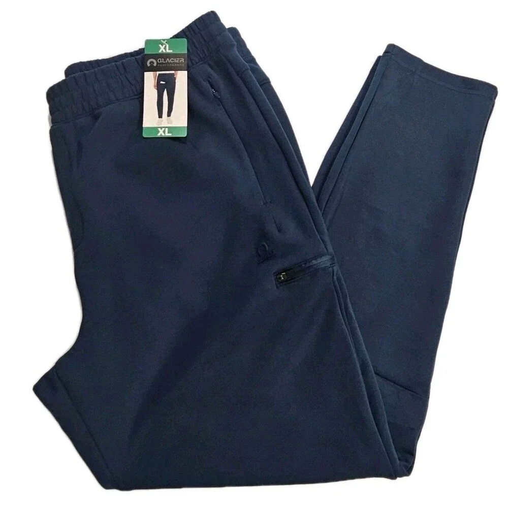 Glacier Men’s Active Sweat Pants /‎ Zippered Pockets / Color Real Navy / New